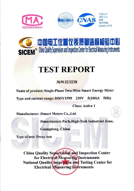 DDSY1598 SICEM Type Test Report